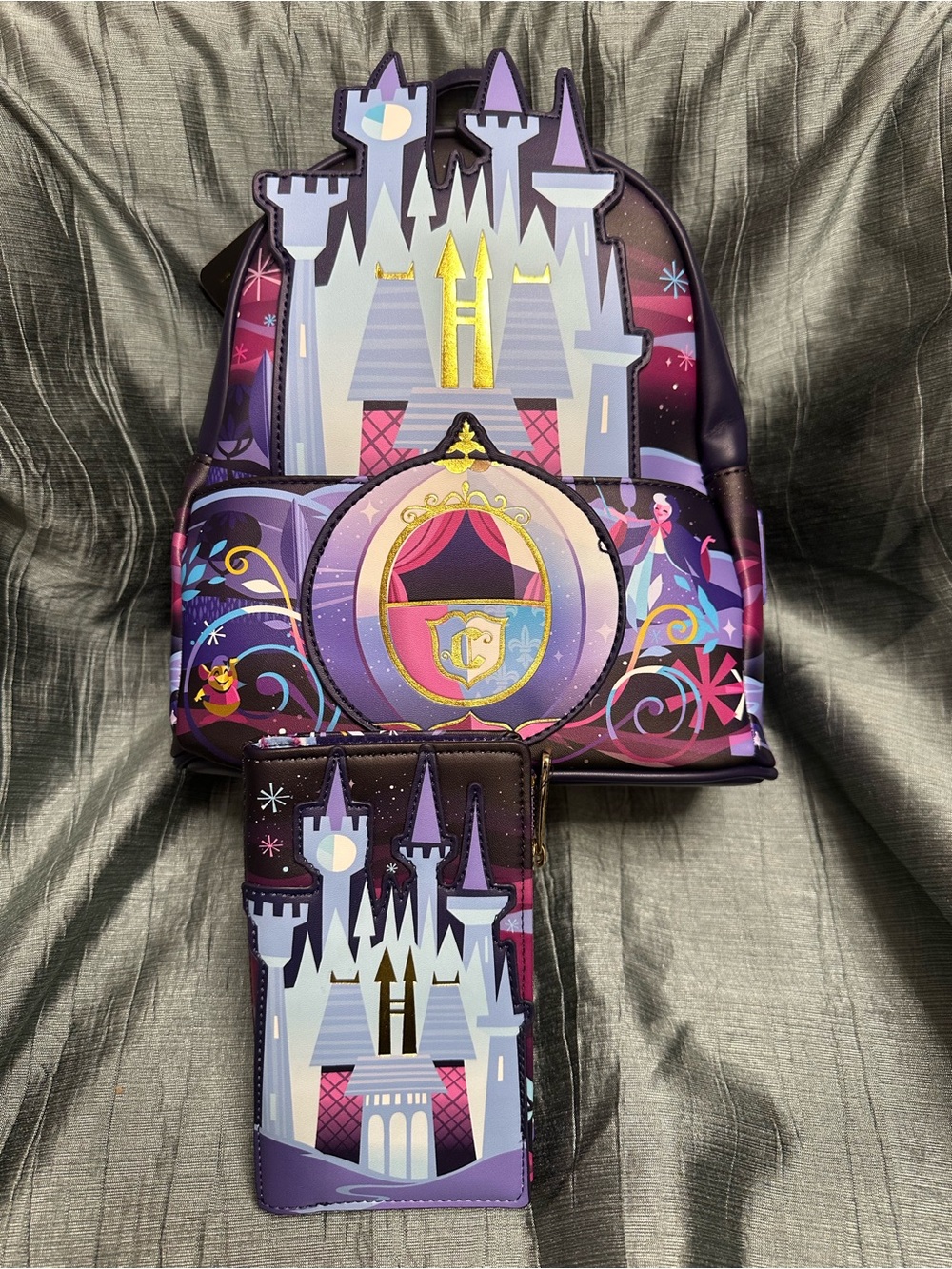 Loungefly Disney Cinderella Castle mini bag and wallet bundle